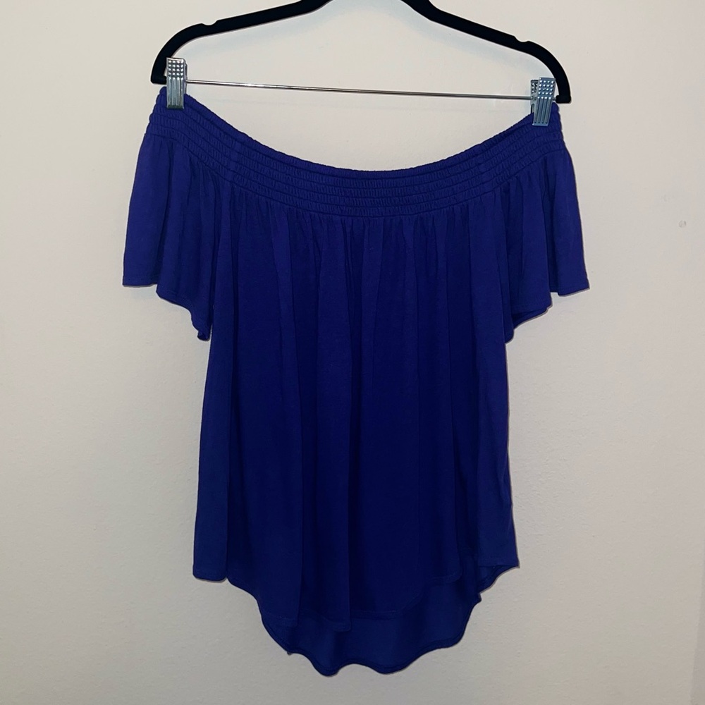 Like New Blue Express Off the Shoulder Bluouse